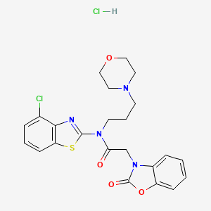 molecular formula C23H24Cl2N4O4S B2772416 N-(4-chlorobenzo[d]thiazol-2-yl)-N-(3-morpholinopropyl)-2-(2-oxobenzo[d]oxazol-3(2H)-yl)acetamide hydrochloride CAS No. 1351614-54-4