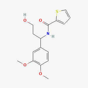 molecular formula C16H19NO4S B2772417 N-[1-(3,4-dimethoxyphenyl)-3-hydroxypropyl]thiophene-2-carboxamide CAS No. 866149-48-6