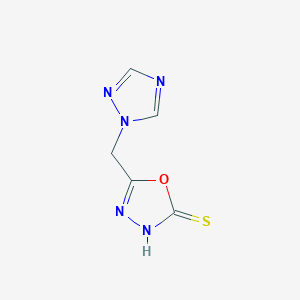 molecular formula C5H5N5OS B2772424 5-(1H-1,2,4-triazol-1-ylmethyl)-1,3,4-oxadiazole-2-thiol CAS No. 852933-13-2
