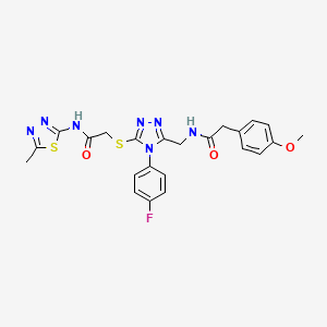 N-[[4-(4-fluorophenyl)-5-[2-[(5-methyl-1,3,4-thiadiazol-2-yl)amino]-2-oxoethyl]sulfanyl-1,2,4-triazol-3-yl]methyl]-2-(4-methoxyphenyl)acetamide