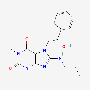 molecular formula C18H23N5O3 B2772433 7-(2-羟基-2-苯乙基)-1,3-二甲基-8-(丙基氨基)-1H-嘌呤-2,6(3H,7H)-二酮 CAS No. 1105196-88-0