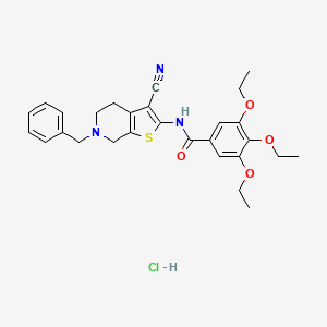 molecular formula C28H32ClN3O4S B2772435 N-(6-benzyl-3-cyano-4,5,6,7-tetrahydrothieno[2,3-c]pyridin-2-yl)-3,4,5-triethoxybenzamide hydrochloride CAS No. 1216874-30-4