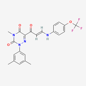 molecular formula C22H19F3N4O4 B2772442 2-(3,5-Dimethylphenyl)-4-methyl-6-(3-(4-(trifluoromethoxy)anilino)acryloyl)-1,2,4-triazine-3,5(2H,4H)-dione CAS No. 477845-38-8