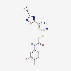 2-((4-(3-cyclopropyl-1,2,4-oxadiazol-5-yl)pyridin-2-yl)thio)-N-(3-fluoro-4-methylphenyl)acetamide