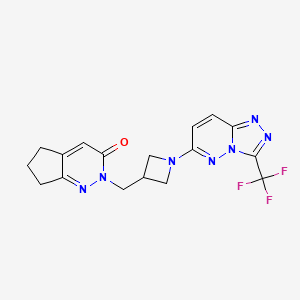 molecular formula C17H16F3N7O B2772483 2-({1-[3-(trifluoromethyl)-[1,2,4]triazolo[4,3-b]pyridazin-6-yl]azetidin-3-yl}methyl)-2H,3H,5H,6H,7H-cyclopenta[c]pyridazin-3-one CAS No. 2176070-13-4