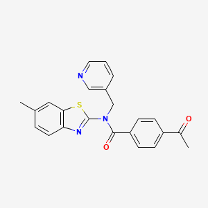 molecular formula C23H19N3O2S B2772491 4-acetyl-N-(6-methylbenzo[d]thiazol-2-yl)-N-(pyridin-3-ylmethyl)benzamide CAS No. 895006-88-9