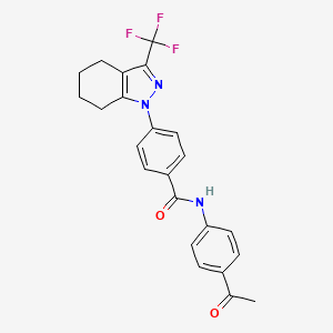 molecular formula C23H20F3N3O2 B2772497 N-(4-acetylphenyl)-4-[3-(trifluoromethyl)-4,5,6,7-tetrahydroindazol-1-yl]benzamide CAS No. 620544-20-9