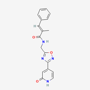 molecular formula C18H16N4O3 B2772524 (E)-2-methyl-N-((3-(2-oxo-1,2-dihydropyridin-4-yl)-1,2,4-oxadiazol-5-yl)methyl)-3-phenylacrylamide CAS No. 2035004-16-9