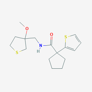 molecular formula C16H23NO2S2 B2772528 N-((3-methoxytetrahydrothiophen-3-yl)methyl)-1-(thiophen-2-yl)cyclopentanecarboxamide CAS No. 1448134-08-4