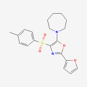 molecular formula C20H22N2O4S B2772536 5-(Azepan-1-yl)-2-(furan-2-yl)-4-tosyloxazole CAS No. 853902-24-6