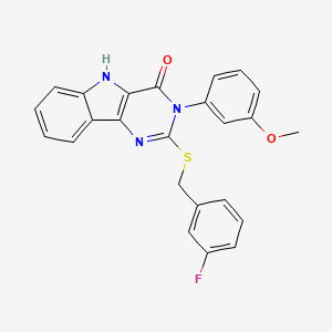 molecular formula C24H18FN3O2S B2772539 2-((3-氟苯甲基)硫)-3-(3-甲氧基苯基)-3H-嘧啶并[5,4-b]吲哚-4(5H)-酮 CAS No. 536706-87-3