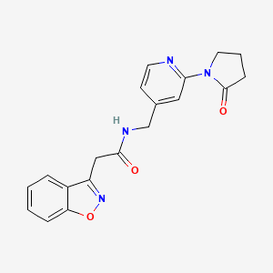 molecular formula C19H18N4O3 B2772583 2-(benzo[d]isoxazol-3-yl)-N-((2-(2-oxopyrrolidin-1-yl)pyridin-4-yl)methyl)acetamide CAS No. 2034422-34-7