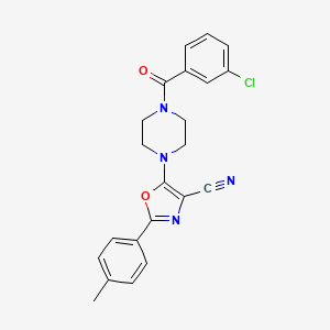 molecular formula C22H19ClN4O2 B2772586 5-(4-(3-Chlorobenzoyl)piperazin-1-yl)-2-(p-tolyl)oxazole-4-carbonitrile CAS No. 946377-24-8