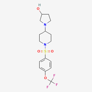 molecular formula C16H21F3N2O4S B2772588 1-(1-((4-(三氟甲氧基)苯基)磺酰)哌啶-4-基)吡咯烷-3-醇 CAS No. 1448066-18-9