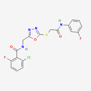 2-chloro-6-fluoro-N-[[5-[2-(3-fluoroanilino)-2-oxoethyl]sulfanyl-1,3,4-oxadiazol-2-yl]methyl]benzamide
