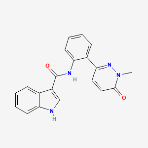 molecular formula C20H16N4O2 B2772602 N-(2-(1-methyl-6-oxo-1,6-dihydropyridazin-3-yl)phenyl)-1H-indole-3-carboxamide CAS No. 2034606-83-0