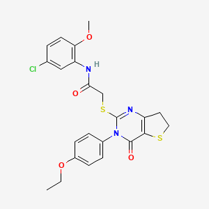molecular formula C23H22ClN3O4S2 B2772607 N-(5-chloro-2-methoxyphenyl)-2-((3-(4-ethoxyphenyl)-4-oxo-3,4,6,7-tetrahydrothieno[3,2-d]pyrimidin-2-yl)thio)acetamide CAS No. 850915-77-4