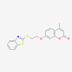 molecular formula C19H15NO3S2 B277261 7-[2-(1,3-benzothiazol-2-ylsulfanyl)ethoxy]-4-methyl-2H-chromen-2-one 