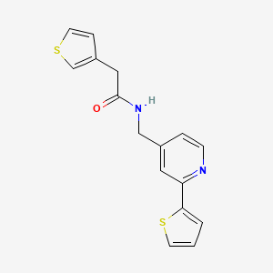 molecular formula C16H14N2OS2 B2772612 N-((2-(thiophen-2-yl)pyridin-4-yl)methyl)-2-(thiophen-3-yl)acetamide CAS No. 2034339-43-8