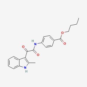 molecular formula C22H22N2O4 B2772620 丁酸-4-(2-(2-甲基吲哚-3-基)-2-氧代乙酰胺基)苯甲酸酯 CAS No. 852369-35-8