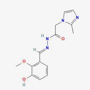 (E)-N'-(3-hydroxy-2-methoxybenzylidene)-2-(2-methyl-1H-imidazol-1-yl)acetohydrazide