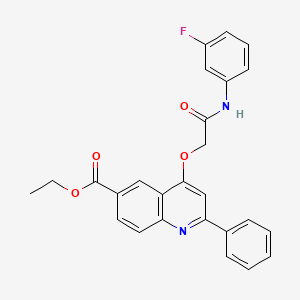 molecular formula C26H21FN2O4 B2772627 Ethyl 4-(2-((3-fluorophenyl)amino)-2-oxoethoxy)-2-phenylquinoline-6-carboxylate CAS No. 1114835-40-3