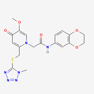 N-(2,3-dihydrobenzo[b][1,4]dioxin-6-yl)-2-(5-methoxy-2-(((1-methyl-1H-tetrazol-5-yl)thio)methyl)-4-oxopyridin-1(4H)-yl)acetamide