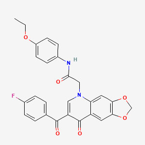 molecular formula C27H21FN2O6 B2772649 N-(4-ethoxyphenyl)-2-[7-(4-fluorobenzoyl)-8-oxo-[1,3]dioxolo[4,5-g]quinolin-5-yl]acetamide CAS No. 866342-82-7