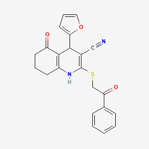 4-(Furan-2-yl)-5-oxo-2-((2-oxo-2-phenylethyl)thio)-1,4,5,6,7,8-hexahydroquinoline-3-carbonitrile