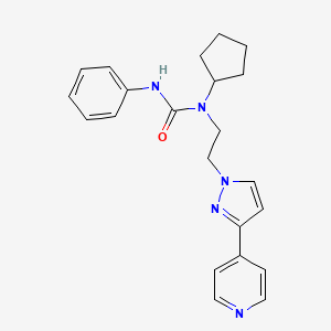 molecular formula C22H25N5O B2772669 1-cyclopentyl-3-phenyl-1-(2-(3-(pyridin-4-yl)-1H-pyrazol-1-yl)ethyl)urea CAS No. 2034327-65-4