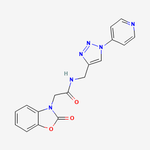 molecular formula C17H14N6O3 B2772671 2-(2-oxobenzo[d]oxazol-3(2H)-yl)-N-((1-(pyridin-4-yl)-1H-1,2,3-triazol-4-yl)methyl)acetamide CAS No. 2034311-52-7