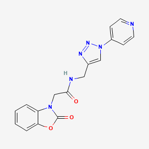 molecular formula C17H14N6O3 B2772671 2-(2-oxo-2,3-dihydro-1,3-benzoxazol-3-yl)-N-{[1-(pyridin-4-yl)-1H-1,2,3-triazol-4-yl]methyl}acetamide CAS No. 2034311-52-7