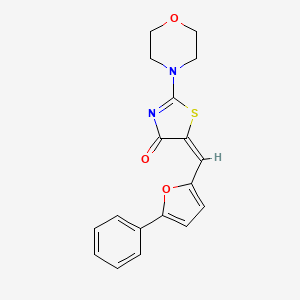 molecular formula C18H16N2O3S B2772676 (E)-2-morpholino-5-((5-phenylfuran-2-yl)methylene)thiazol-4(5H)-one CAS No. 315241-84-0