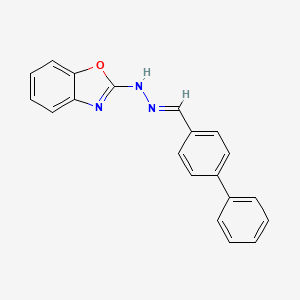 molecular formula C20H15N3O B2772683 2-{2-[(4-Phenylphenyl)methylidene]hydrazin-1-yl}-1,3-benzoxazole CAS No. 454225-95-7