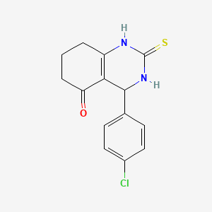 molecular formula C14H13ClN2OS B2772688 4-(4-氯苯基)-2-硫代-1,3,4,6,7,8-六氢喹唑啉-5-酮 CAS No. 223694-58-4