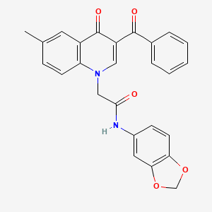 N-1,3-benzodioxol-5-yl-2-(3-benzoyl-6-methyl-4-oxoquinolin-1(4H)-yl)acetamide