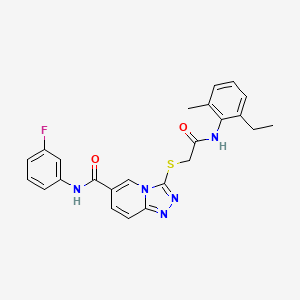 molecular formula C24H22FN5O2S B2772696 3-({[(2-ethyl-6-methylphenyl)carbamoyl]methyl}sulfanyl)-N-(3-fluorophenyl)-[1,2,4]triazolo[4,3-a]pyridine-6-carboxamide CAS No. 1112430-09-7