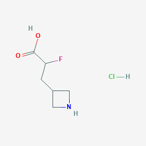 molecular formula C6H11ClFNO2 B2772701 3-(Azetidin-3-yl)-2-fluoropropanoic acid;hydrochloride CAS No. 2413868-62-7