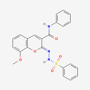 molecular formula C23H19N3O5S B2772703 (2Z)-8-methoxy-N-phenyl-2-[(phenylsulfonyl)hydrazono]-2H-chromene-3-carboxamide CAS No. 902298-37-7