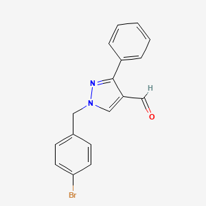 molecular formula C17H13BrN2O B2772714 1-(4-Bromobenzyl)-3-phenyl-1H-pyrazole-4-carbaldehyde CAS No. 514801-11-7