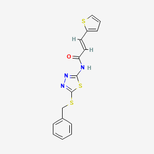 molecular formula C16H13N3OS3 B2772719 (2E)-N-[5-(benzylsulfanyl)-1,3,4-thiadiazol-2-yl]-3-(thiophen-2-yl)prop-2-enamide CAS No. 882129-73-9