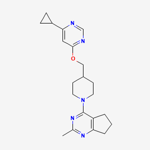 molecular formula C21H27N5O B2772720 4-(4-(((6-cyclopropylpyrimidin-4-yl)oxy)methyl)piperidin-1-yl)-2-methyl-6,7-dihydro-5H-cyclopenta[d]pyrimidine CAS No. 2319787-60-3