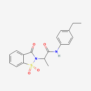 molecular formula C18H18N2O4S B2772724 2-(1,1-dioxido-3-oxobenzo[d]isothiazol-2(3H)-yl)-N-(4-ethylphenyl)propanamide CAS No. 899757-83-6