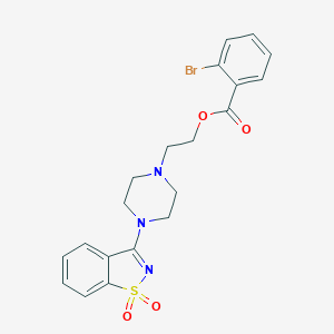 molecular formula C20H20BrN3O4S B277273 2-[4-(1,1-Dioxido-1,2-benzisothiazol-3-yl)-1-piperazinyl]ethyl 2-bromobenzoate 