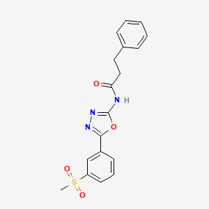 molecular formula C18H17N3O4S B2772738 N-[5-(3-methylsulfonylphenyl)-1,3,4-oxadiazol-2-yl]-3-phenylpropanamide CAS No. 886907-03-5