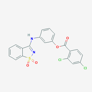 molecular formula C20H12Cl2N2O4S B277274 3-[(1,1-Dioxido-1,2-benzisothiazol-3-yl)amino]phenyl 2,4-dichlorobenzoate 