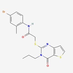 molecular formula C18H18BrN3O2S2 B2772750 N-(4-bromo-2-methylphenyl)-2-({4-oxo-3-propyl-3H,4H-thieno[3,2-d]pyrimidin-2-yl}sulfanyl)acetamide CAS No. 1252822-07-3
