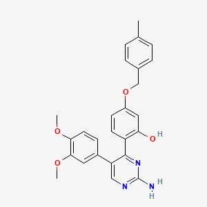 2-(2-Amino-5-(3,4-dimethoxyphenyl)pyrimidin-4-yl)-5-((4-methylbenzyl)oxy)phenol