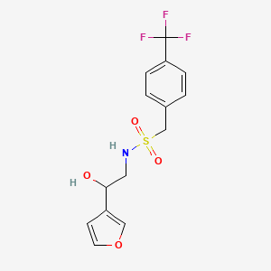 molecular formula C14H14F3NO4S B2772764 N-(2-(furan-3-yl)-2-hydroxyethyl)-1-(4-(trifluoromethyl)phenyl)methanesulfonamide CAS No. 1396857-36-5