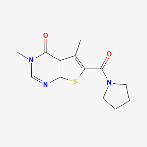 molecular formula C13H15N3O2S B2772766 3,5-dimethyl-6-(pyrrolidine-1-carbonyl)-3H,4H-thieno[2,3-d]pyrimidin-4-one CAS No. 440629-10-7